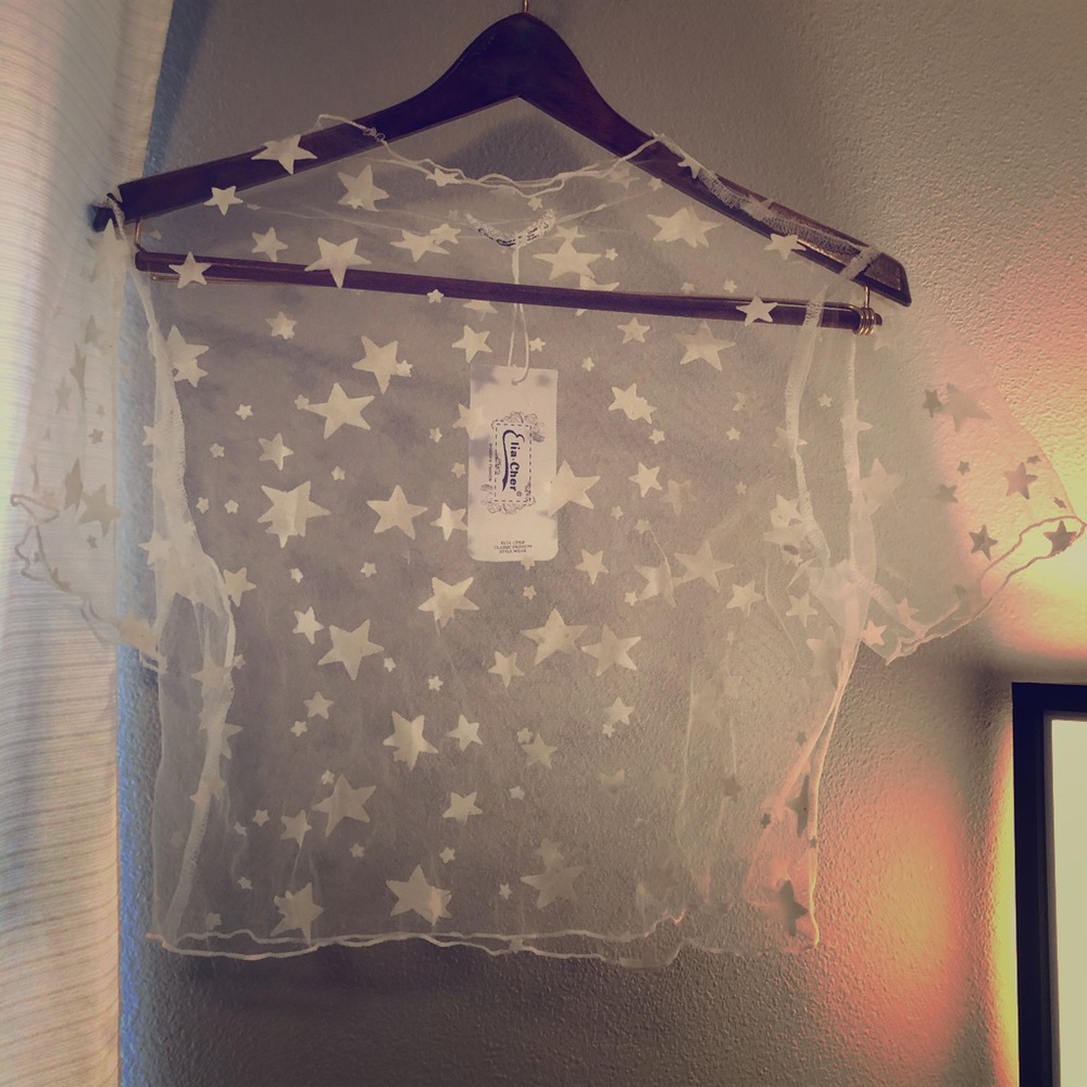Sheer star shirt 🤍
